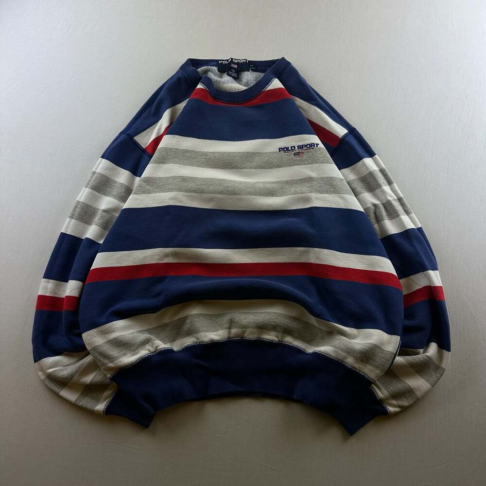 Vintage 90s Polo Sport Ralph Lauren Striped Crewneck Sweatshirt